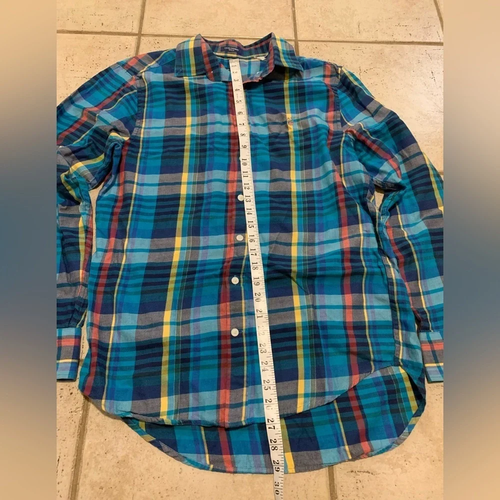 GANT Color Cashmere Plaid Flannel Shirt - Blue/Yellow/Red - Men's M (39/40) - Picture 9 of 9